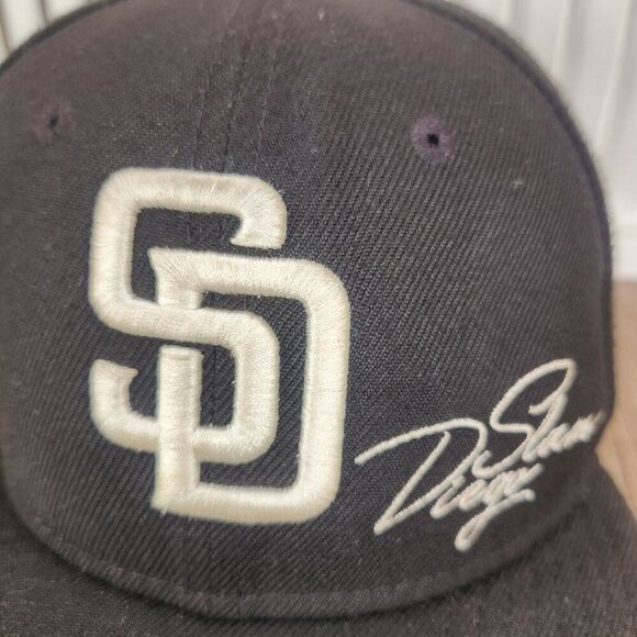 New Era 59fifty San Diego Padres Fitted 7" Hat Cap Black Beach Palm Summer MLB - Picture 3 of 11